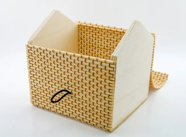 Wood open box isolated on white background — Stock Photo, Image