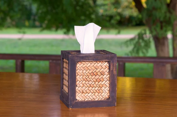 Tissue paper box made by weave bamboo — Stock Photo, Image