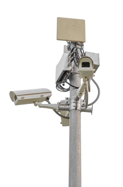 Câmera CCTV de segurança isolada no fundo branco — Fotografia de Stock