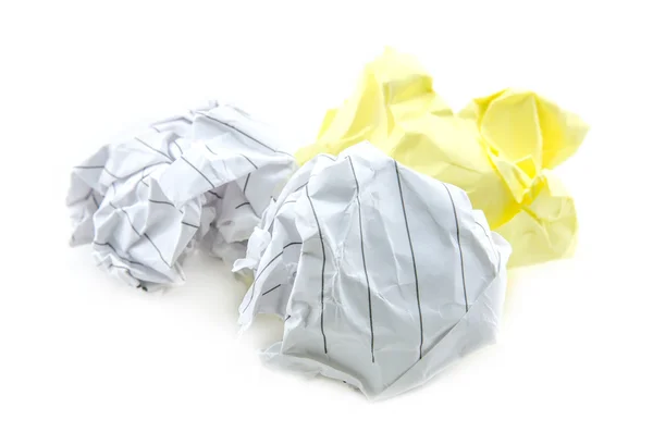 Bola de papel amassada isolada no fundo branco — Fotografia de Stock