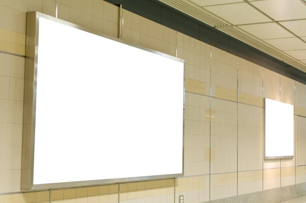 Blank billboard in modern interior hall — Stock Photo, Image