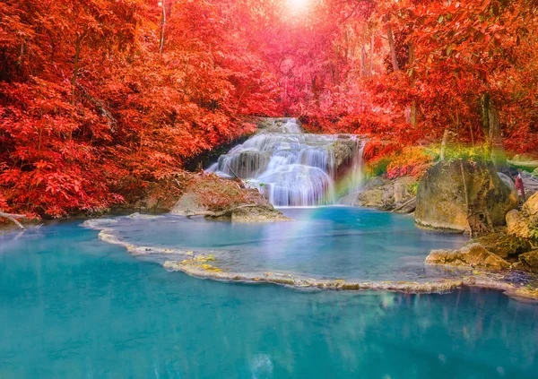 Gökkuşağı Ulusal başabaş derin ormandaki ile harika şelale