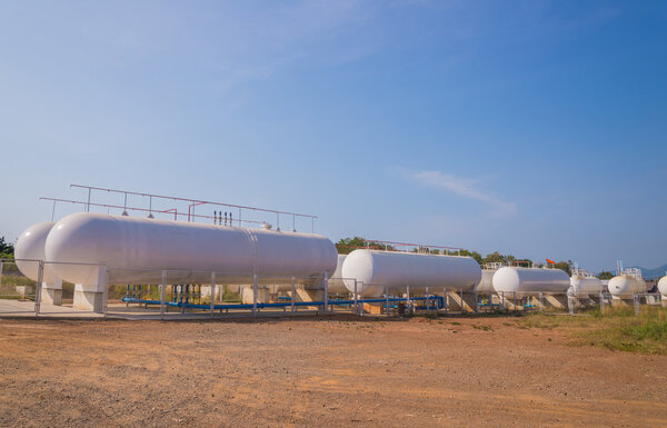 Natural Gas storage tanks in industrial plant.