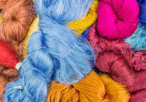 Group of Raw silk thread and messaline — Stock Photo, Image