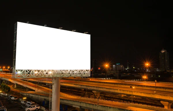 Blank billboard at night for advertisement. — Stock Photo, Image