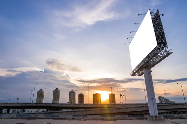 Large blank billboard with city view and background — Stock Photo, Image