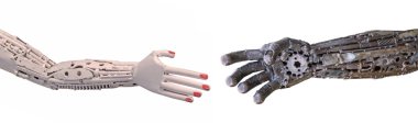 Metalik siber veya mekanik ratche yapılan robot el sıkışma