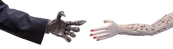 Рукостискання металевого кібер або робота з механічного щура Стокове Фото