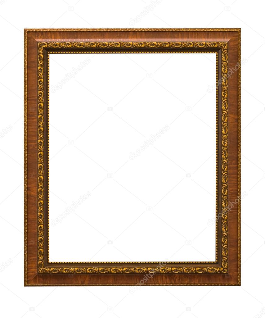 Gold frame Elegant vintage Isolated on white background