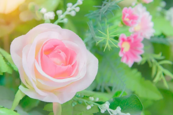 Flower of the fabric with floral background — Stock Photo, Image