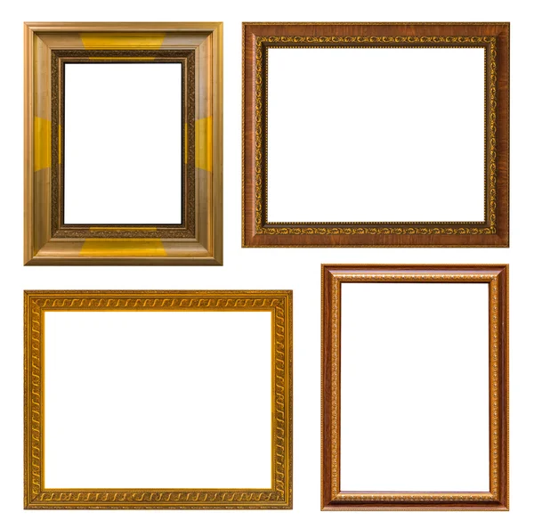 Gold frame Elegant vintage Isolated on white background — Stock Photo, Image