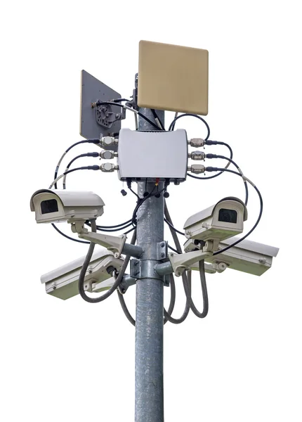 Telecamera di sicurezza CCTV isolare su sfondo bianco — Foto Stock