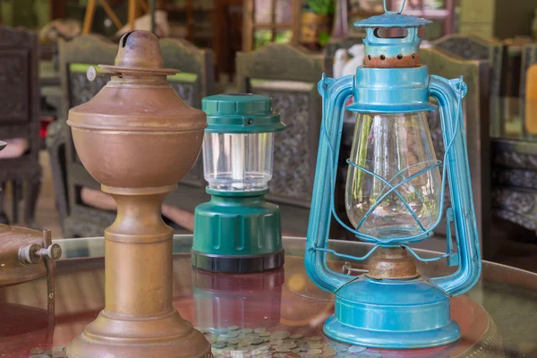 Old lantern vintage classic style on table — Stock Photo, Image