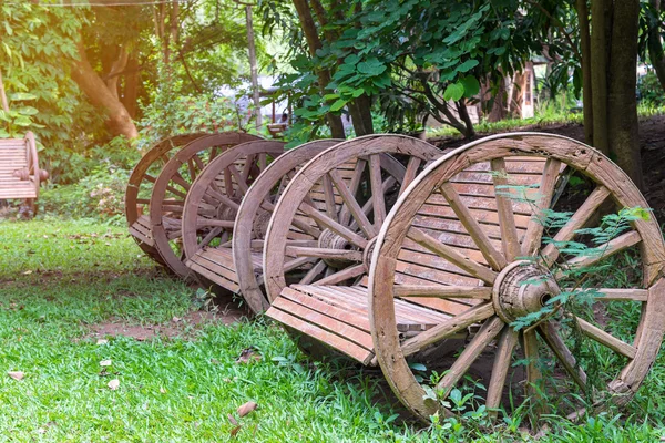 Bancos en césped verde en el parque al aire libre —  Fotos de Stock