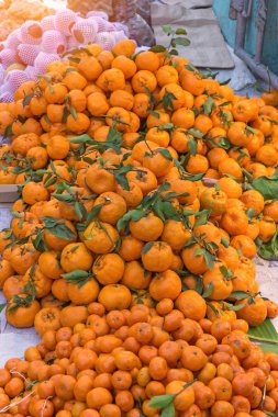 mandarin oranges fruits  for sale on the market