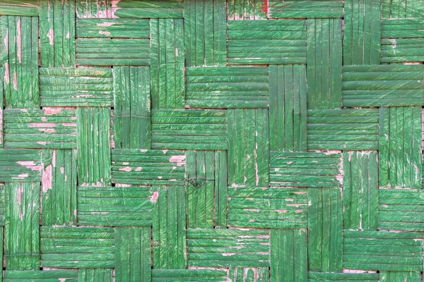 Handcraft of green bamboo weave texture for background — ストック写真