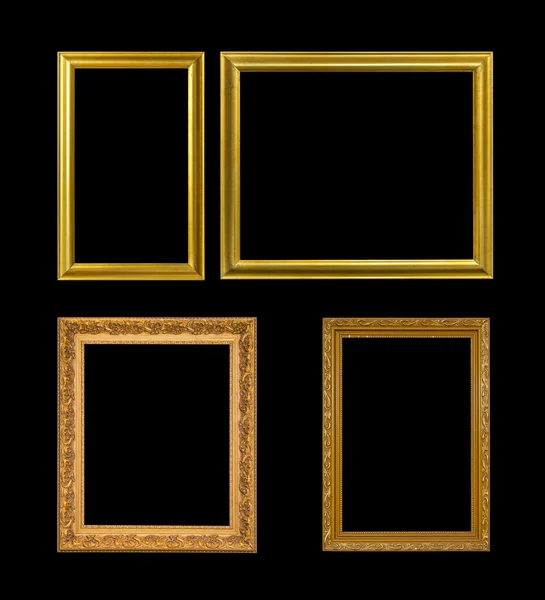 Cornice in oro Elegante vintage isolato su sfondo nero — Foto Stock