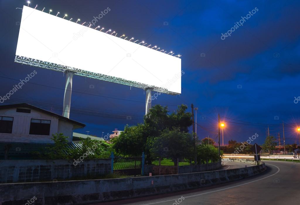 Blank billboard at twilight time ready for new advertisement