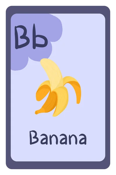 Bildungskarteikarte abc, Buchstabe B - Banane. — Stockvektor