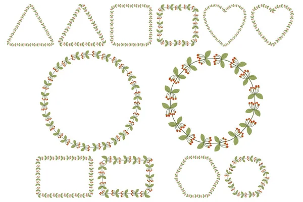 Cadre floral pour la conception de célébration avec des branches de baies de rowan avec des feuilles. — Image vectorielle