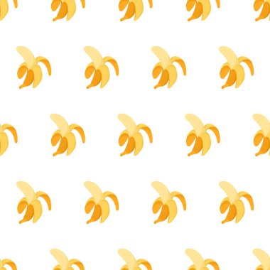 Beyaz zemin üzerinde sarı olgun açık muz desenli çizgi film resmi.