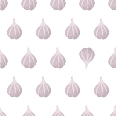 Sarımsak ampulü, göz alıcı elementi olan karikatür sanat tarzında kusursuz desen..