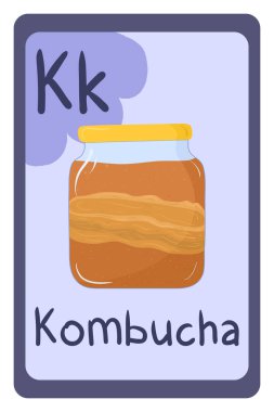 Abc food education flash card, Letter K - kombucha.