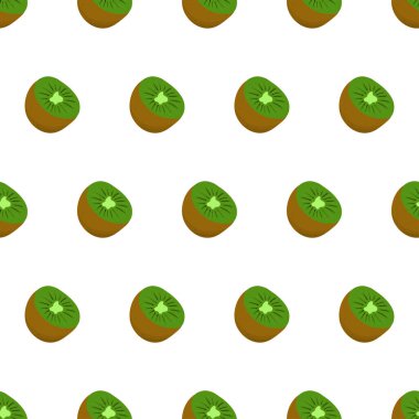 Kumaş dizaynı için karikatür deseni, kivi meyveli, yarısı dilimlenmiş..