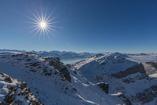 Panorama Utsikt Från Gemmenalphorn Berg Bernese Höglandet Schweiz — Stockfoto