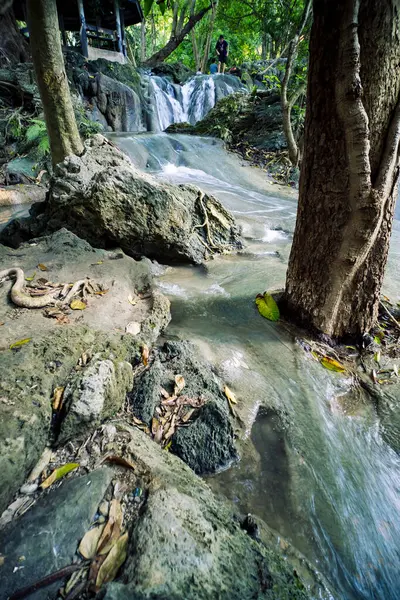 Increíble Paisaje Natural Cascada Cascada Bosque Tropical Wang Kan Lueang — Foto de Stock