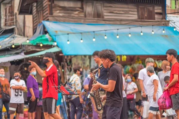 Novembre 2020 Bangkok Thaïlande Saxophone Musical Canal Ongang Street Art — Photo