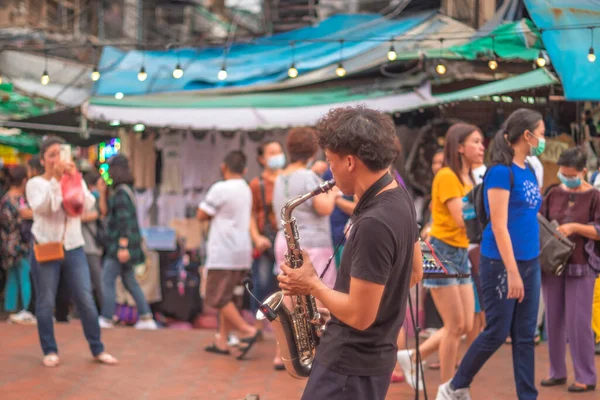 Novembre 2020 Bangkok Thaïlande Saxophone Musical Canal Ongang Street Art — Photo