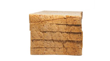 Tost ekmeği, kırpma yolu ile izole edilmiş beyaz arkaplanı yakın çekimde duruyor