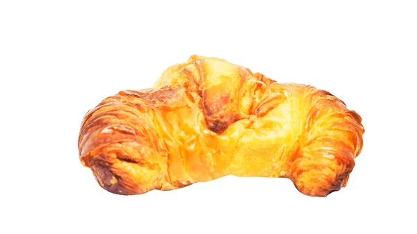 Plain Croissant Isolerad Vit Bakgrund Med Klippning Väg Livsmedel Stilleben — Stockfoto