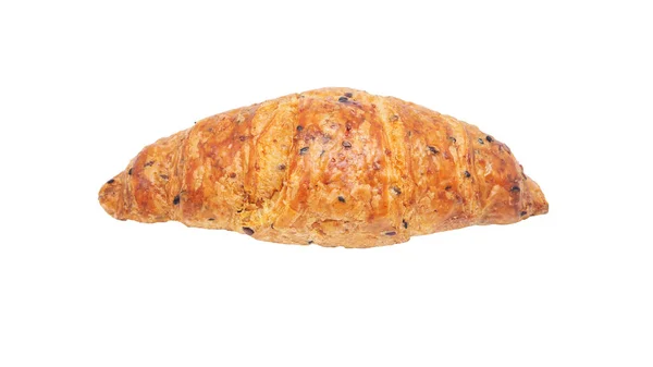 Plain Croissant Isolerad Vit Bakgrund Med Klippning Väg Livsmedel Stilleben — Stockfoto