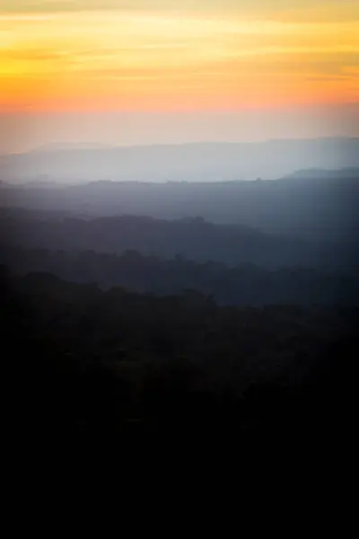 Panorama Uma Bela Paisagem Com Cordilheiras Pôr Sol Parque Nacional — Fotografia de Stock