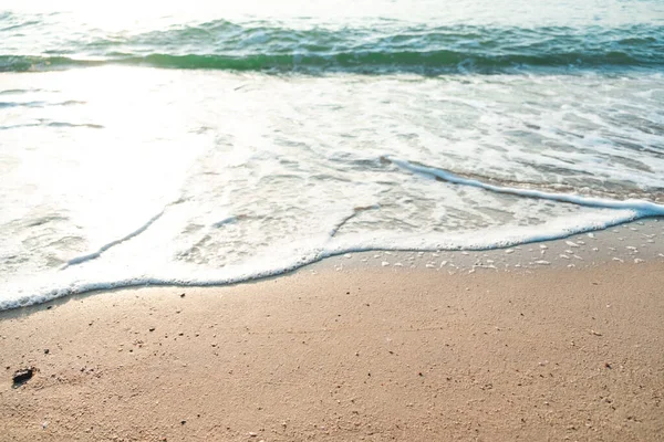 Close Wave Sand Beach Sea Foam Fechar Onda Mar Com — Fotografia de Stock