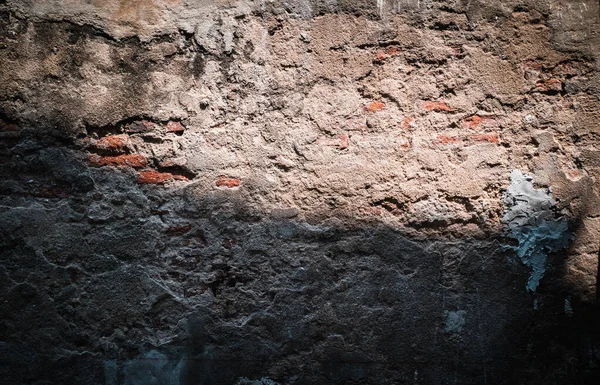 Eski Çimento Grunge Arka Planı Eski Kırmızı Tuğla Duvar Hasarlı — Stok fotoğraf