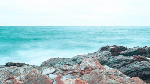 Long Exposure Sea Rocks Romantic Atmosphere Peaceful Morning Sea Magnificent — Stock Photo, Image