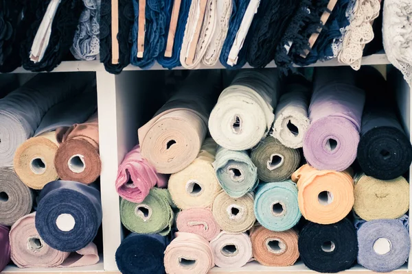 Rollos Algodón Tela Colores Industria Textil Fabricación Negocios — Foto de Stock