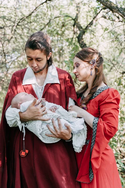 Family Shooting Fairy Tale Style Apple Grove — Stock Photo, Image