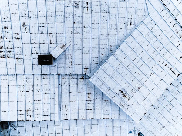Top view of building metal roof construction. Diagonals Abstract background stock photo