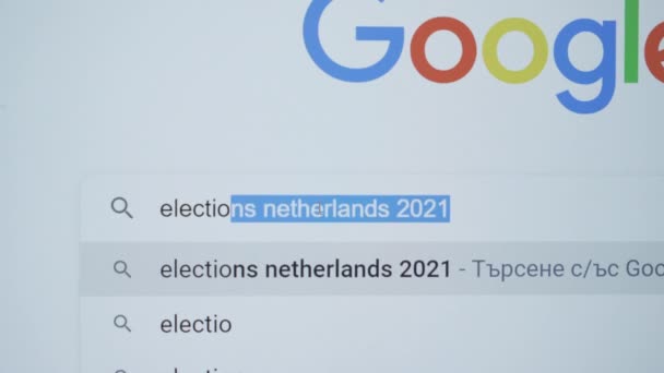 Sofia, Bulgaria - 24 03 2021: Google-søk - valgresultater – stockvideo
