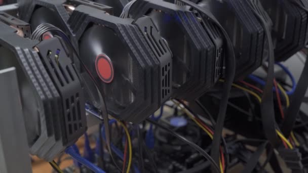 Sofia, Bulgaria - 24 03 2021:Close up details of modern mining rig with gpu, graphics cards — 图库视频影像