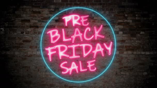 Pre Black Friday Verkauf Neonlicht-Reklame — Stockvideo