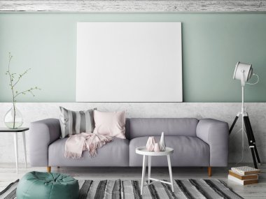 Klasik hipster tavan arası arka planı olan bir poster, 3 boyutlu görüntüleme
