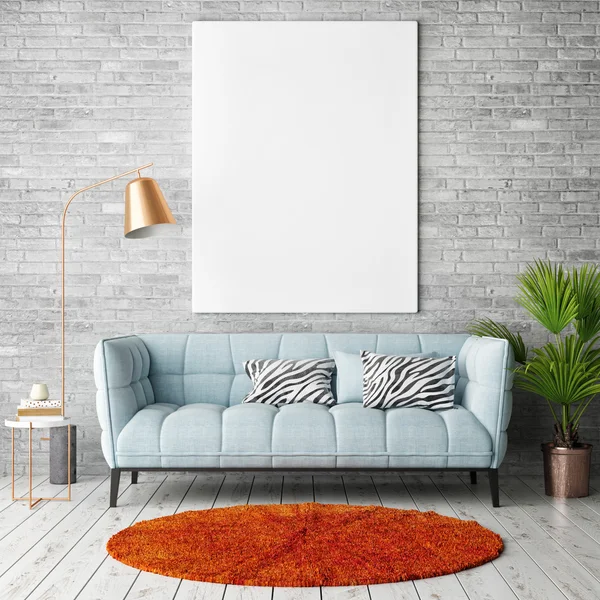 poster vintage yenilikçi çatı iç arka plan, 3d render ile alay