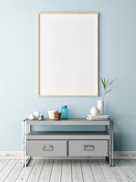 Mock up poster op tafel op kamer — Stockfoto