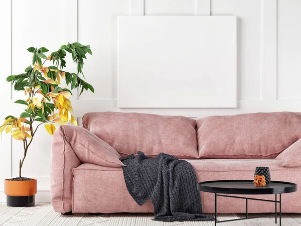 Mockup Poster Scandinavian Style Living Room Design Illustration — Stock Photo, Image