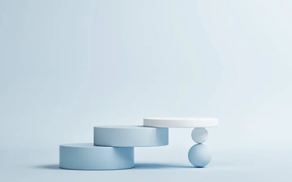 製品プレゼンテーション 青の背景 3Dレンダリング 3Dイラストのための台座 — ストック写真